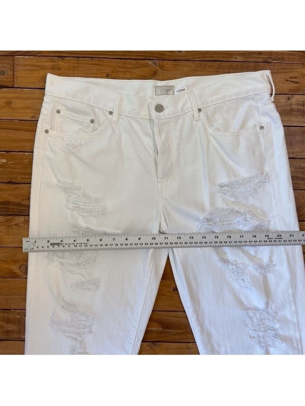 MOTHER The loosey ripped white high rise jeans button fly strech 100% cotton 31 - Picture 10 of 16
